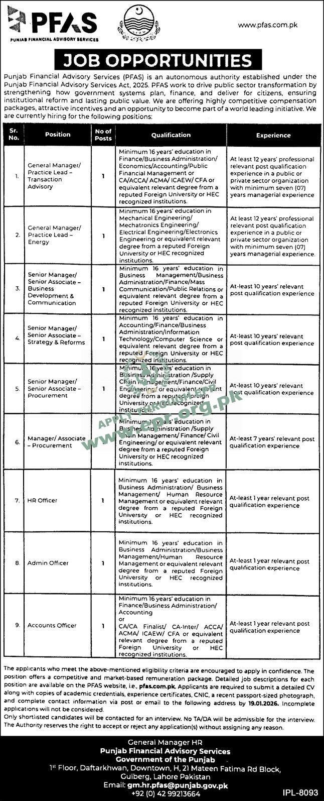 Elite PFAS Transaction Advisory Lead Careers 2026