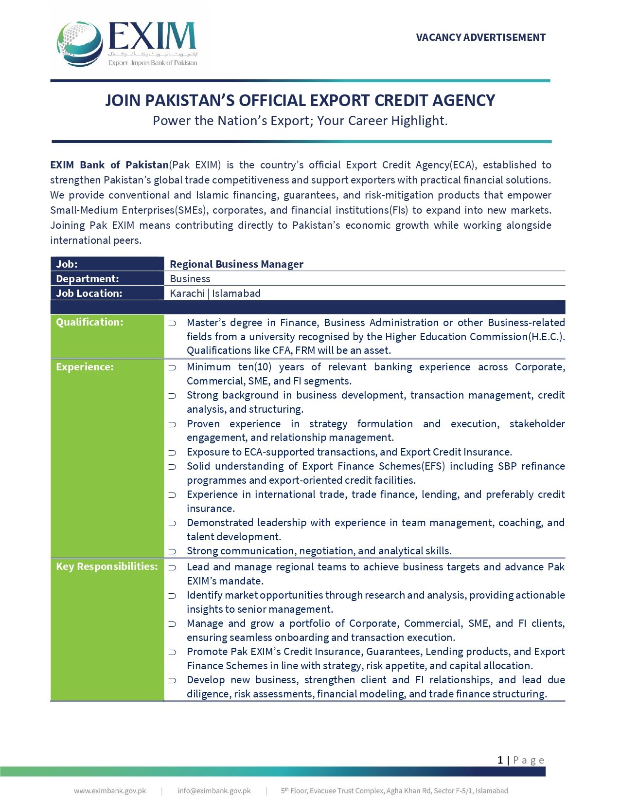 Prime Success: EXIM Bank Regional Manager Jobs 2026