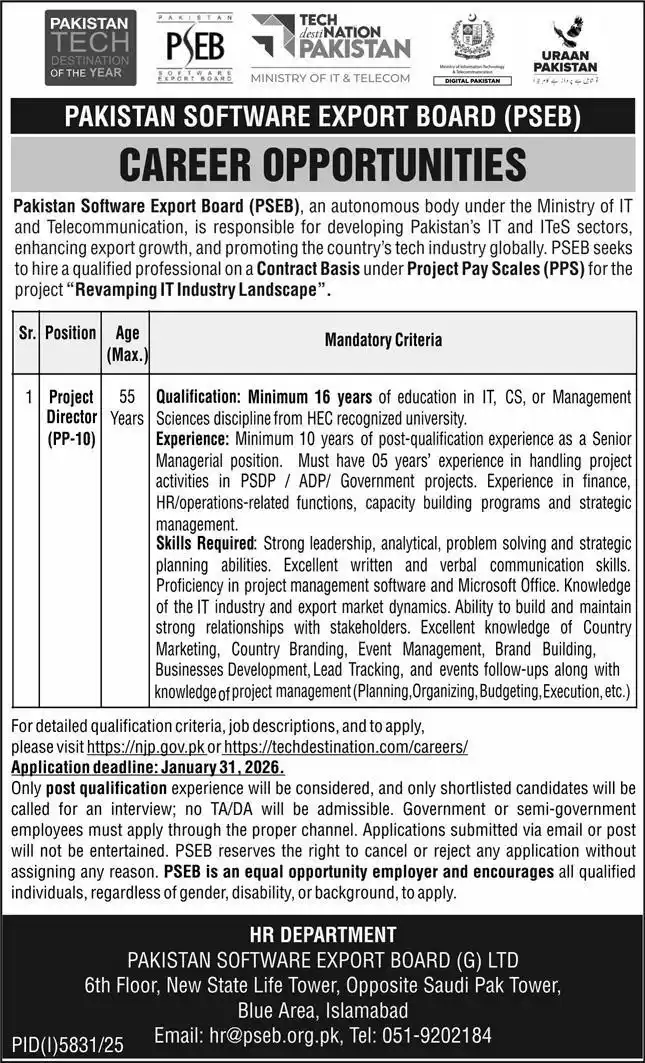 PSEB Project Director Jobs 2026