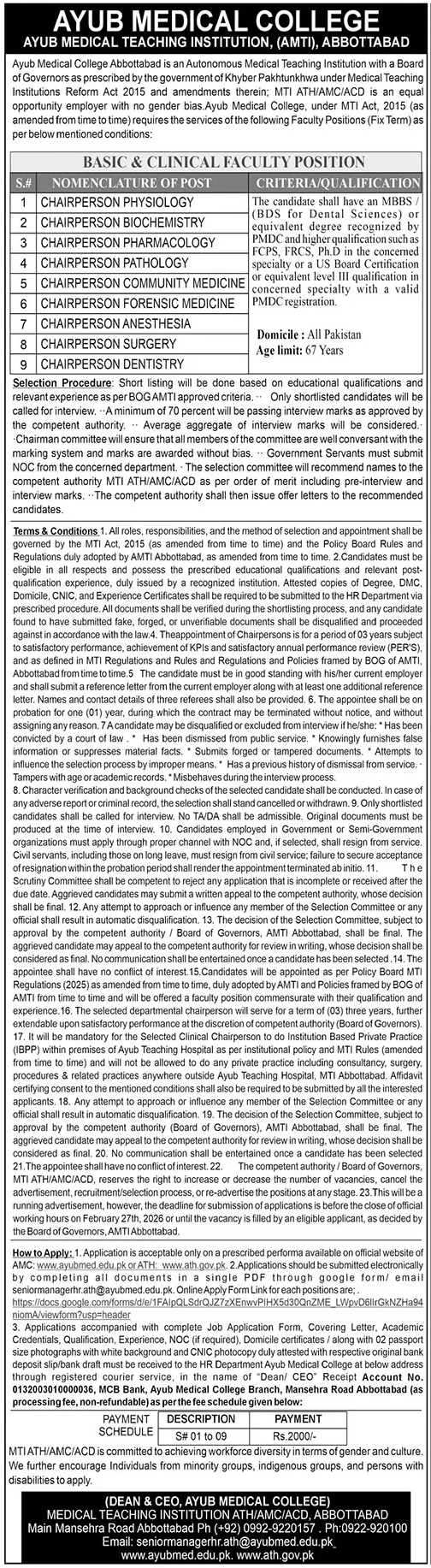 Exciting Ayub Medical College Jobs 2026