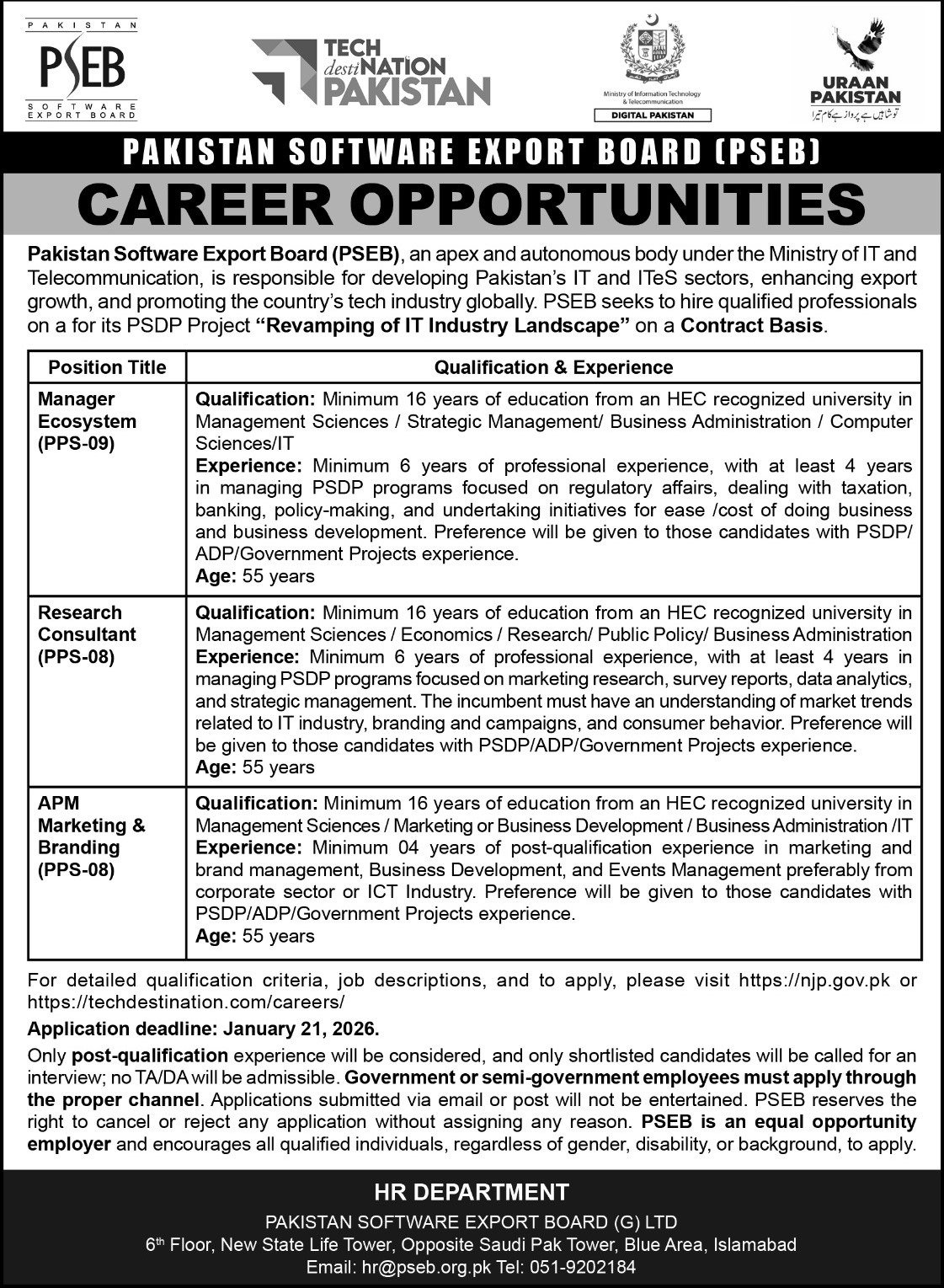 Join Pakistan Software Export Board (PSEB) Jobs 2026