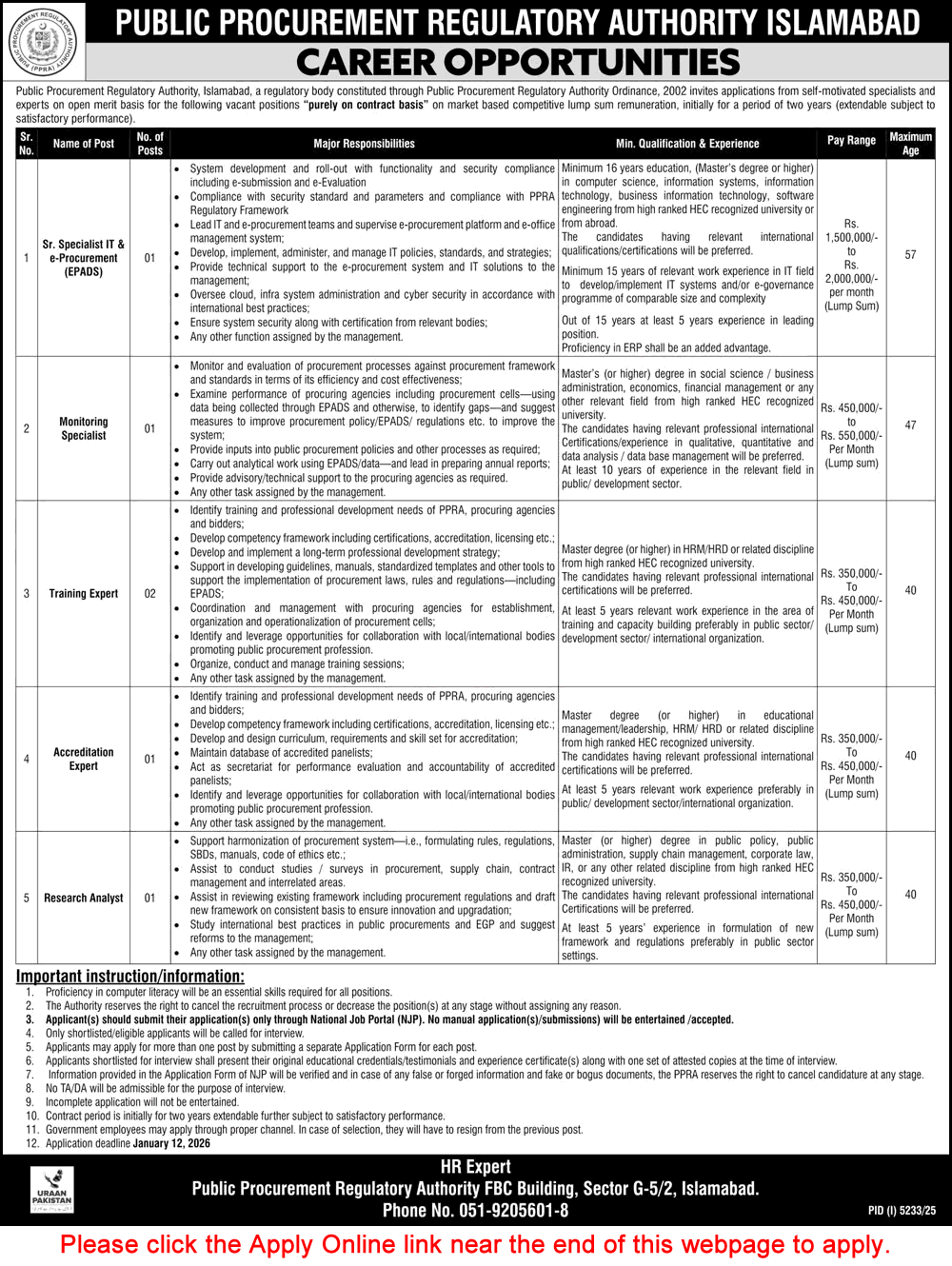 Exceptional Career Opportunities: Join PPRA Islamabad in 2026