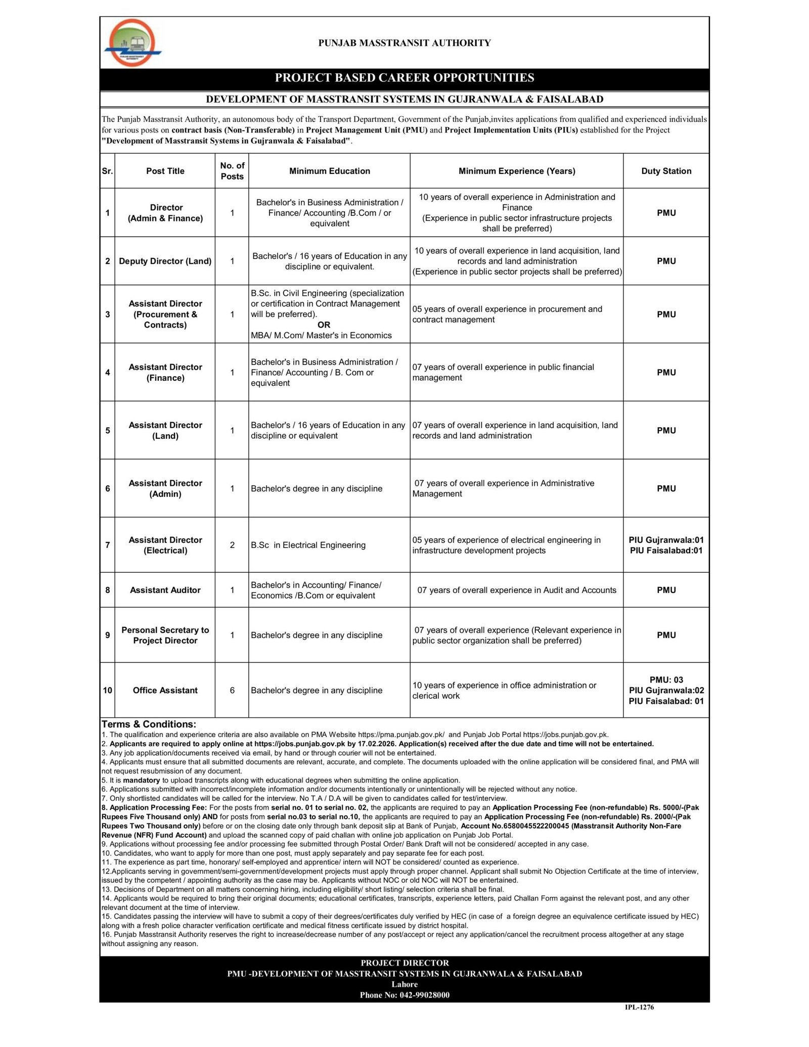 Latest Punjab Masstransit Authority Jobs 2026: Apply Now for Lucrative Careers