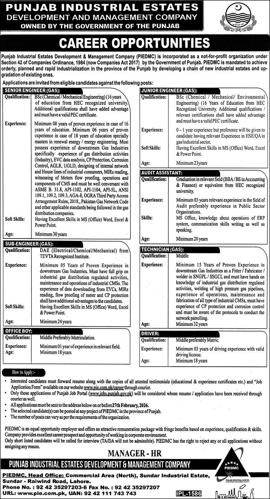 Exciting Punjab Industrial Estates Jobs 2026 Announces New Vacancies for Engineers, Technicians, and Drivers