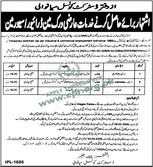 District Council Mianwali Jobs 2026