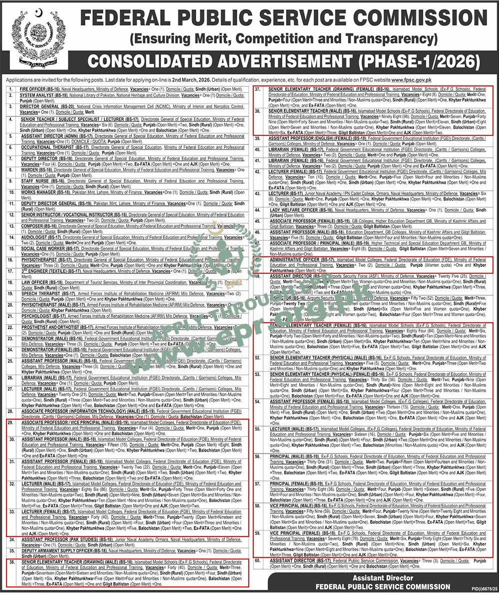 FPSC Jobs 2026