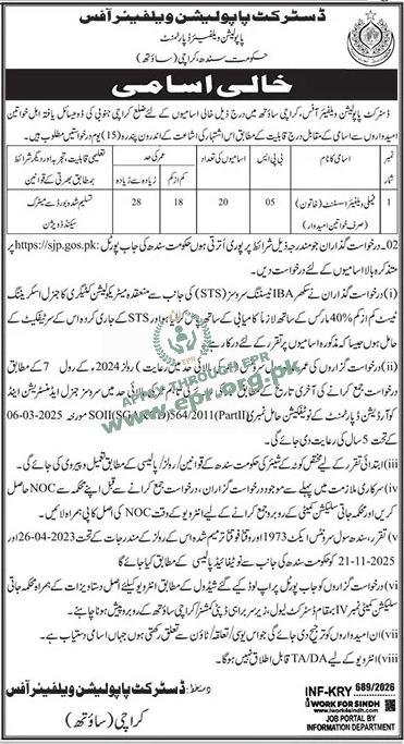 Karachi South Welfare Jobs 2026