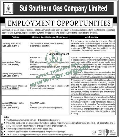 Exciting SSGC Jobs 2026