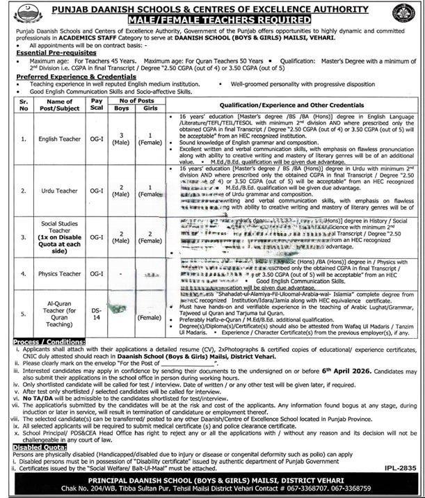 Daanish Schools Mailsi 2026