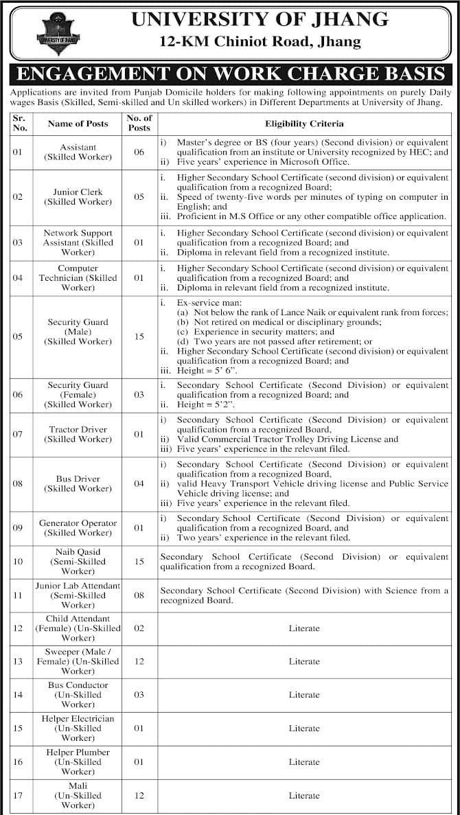 Amazing Career Opportunities: Join University of Jhang Jobs 2026 Today!