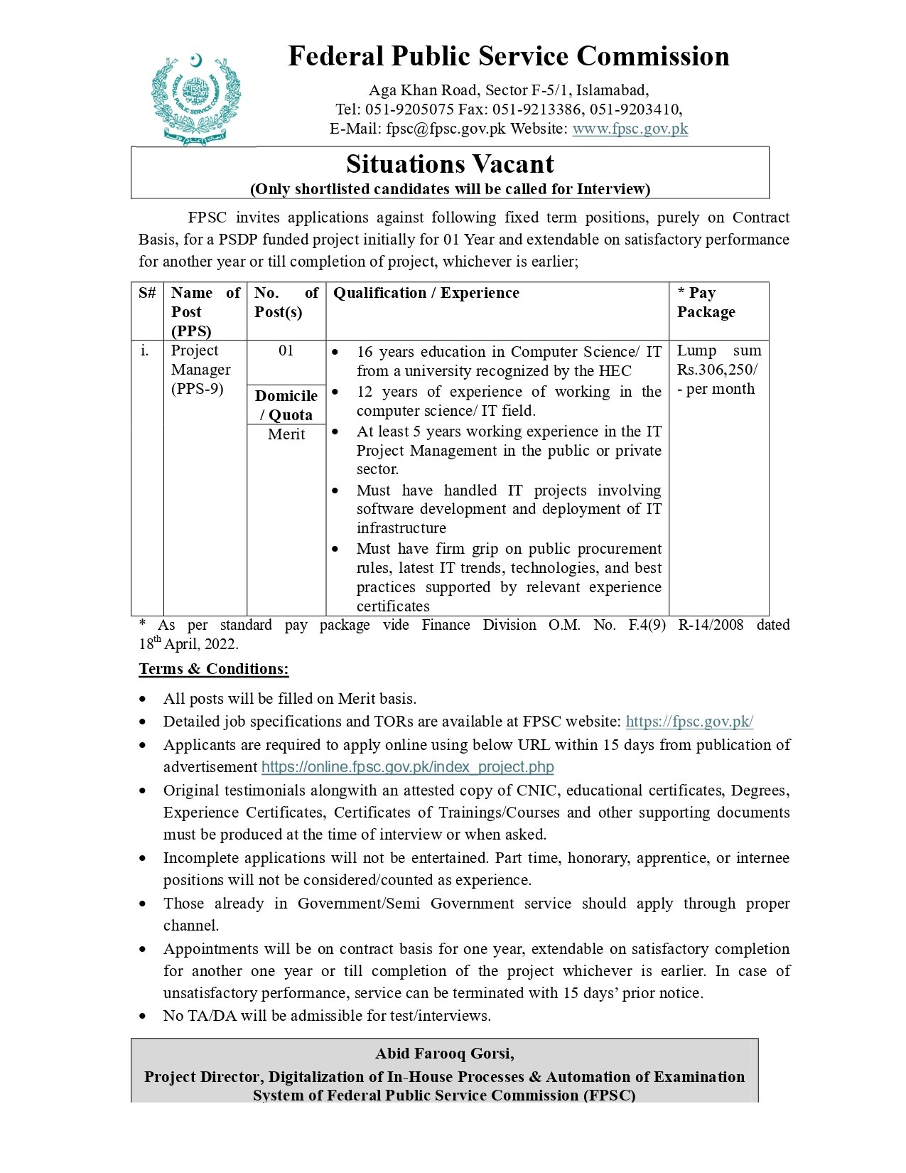 Elite FPSC Jobs 2026