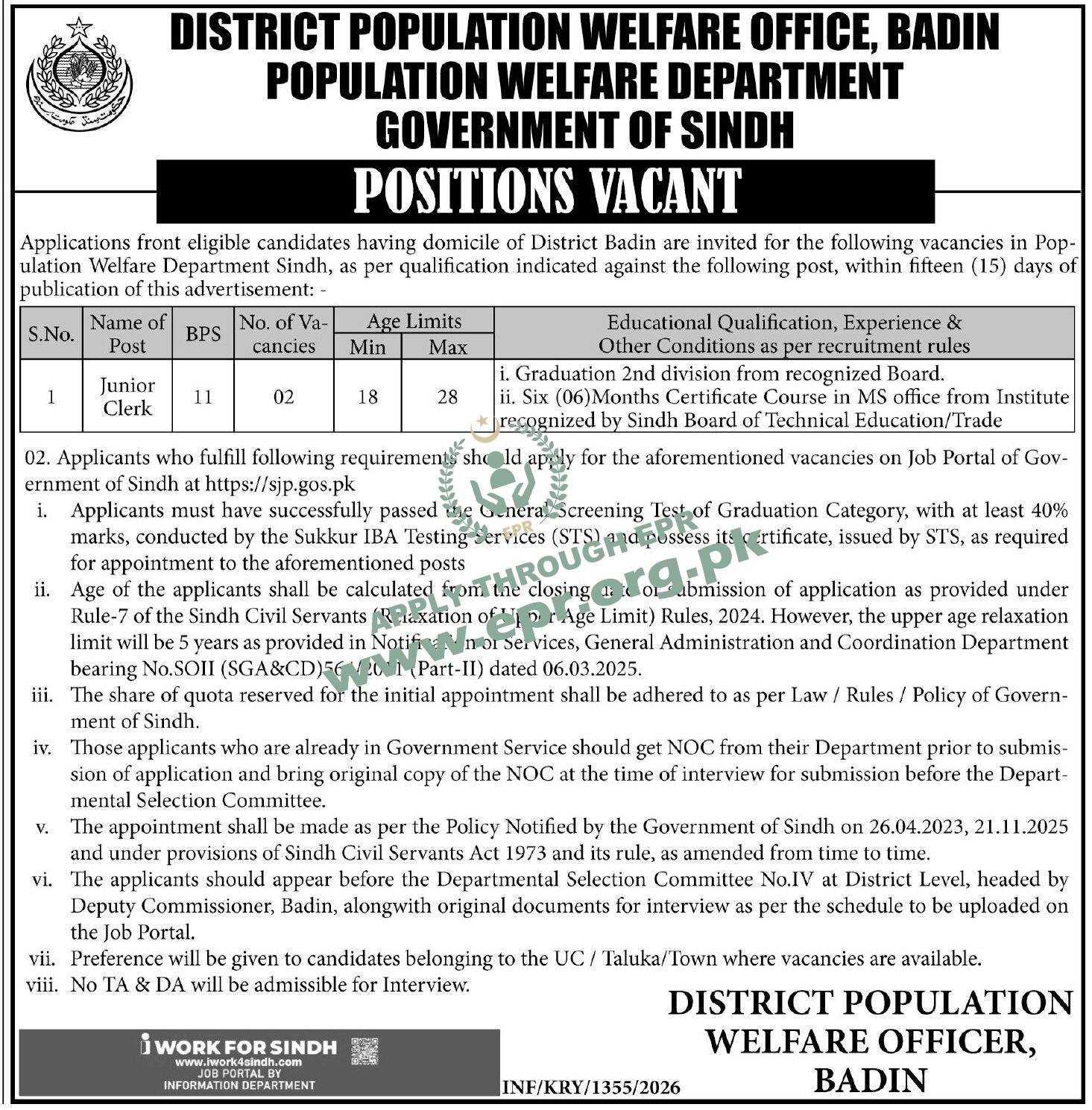 Outstanding Career Opportunity: Population Welfare Department Sindh Jobs 2026