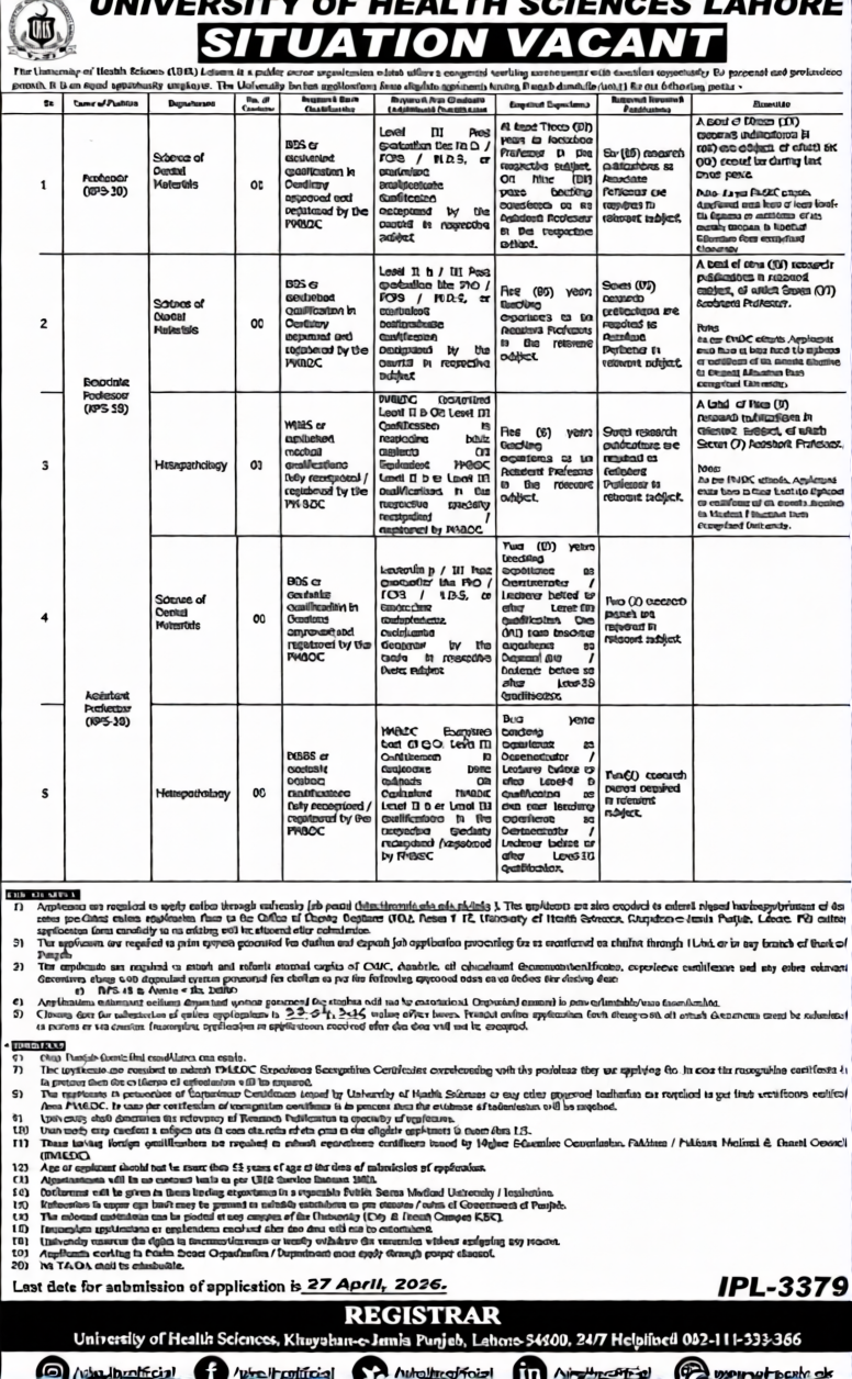 Elevate Your Medical Career: Exceptional Faculty Opportunities at UHS Lahore 2026