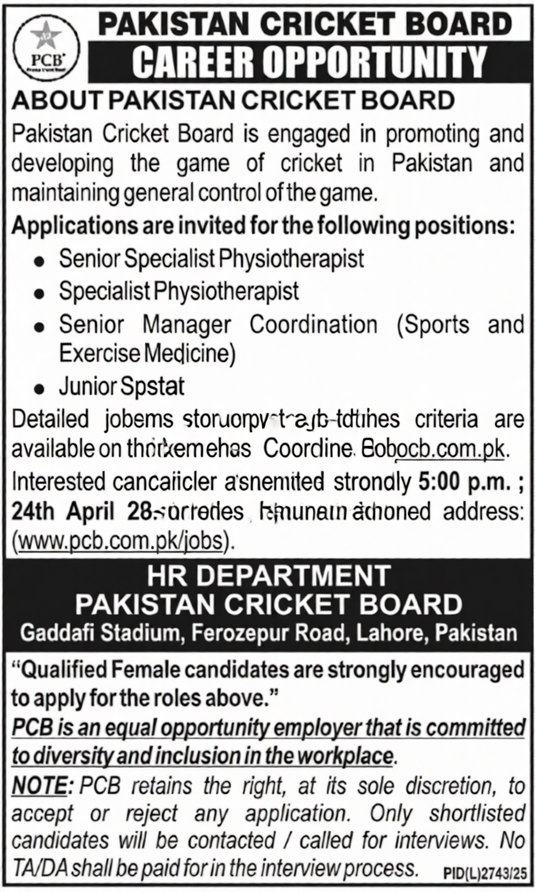 Remarkable Career Prospects: Pakistan Cricket Board Jobs 2026