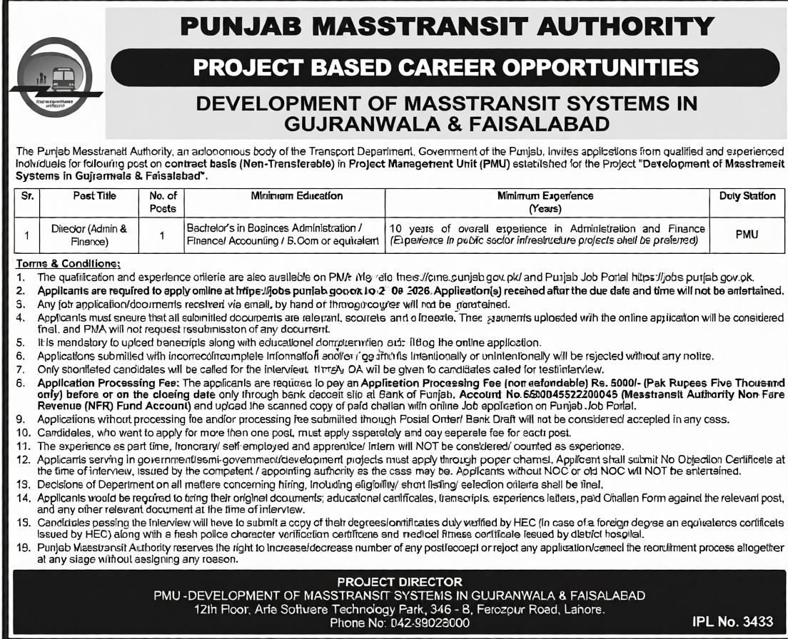 Promising Career Growth: Punjab Masstransit Authority PMA Jobs 2026